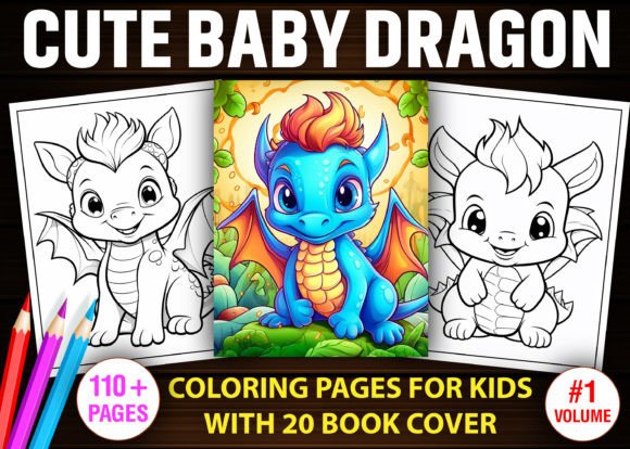 Cute Baby Dragon Coloring Book Pages-KDP