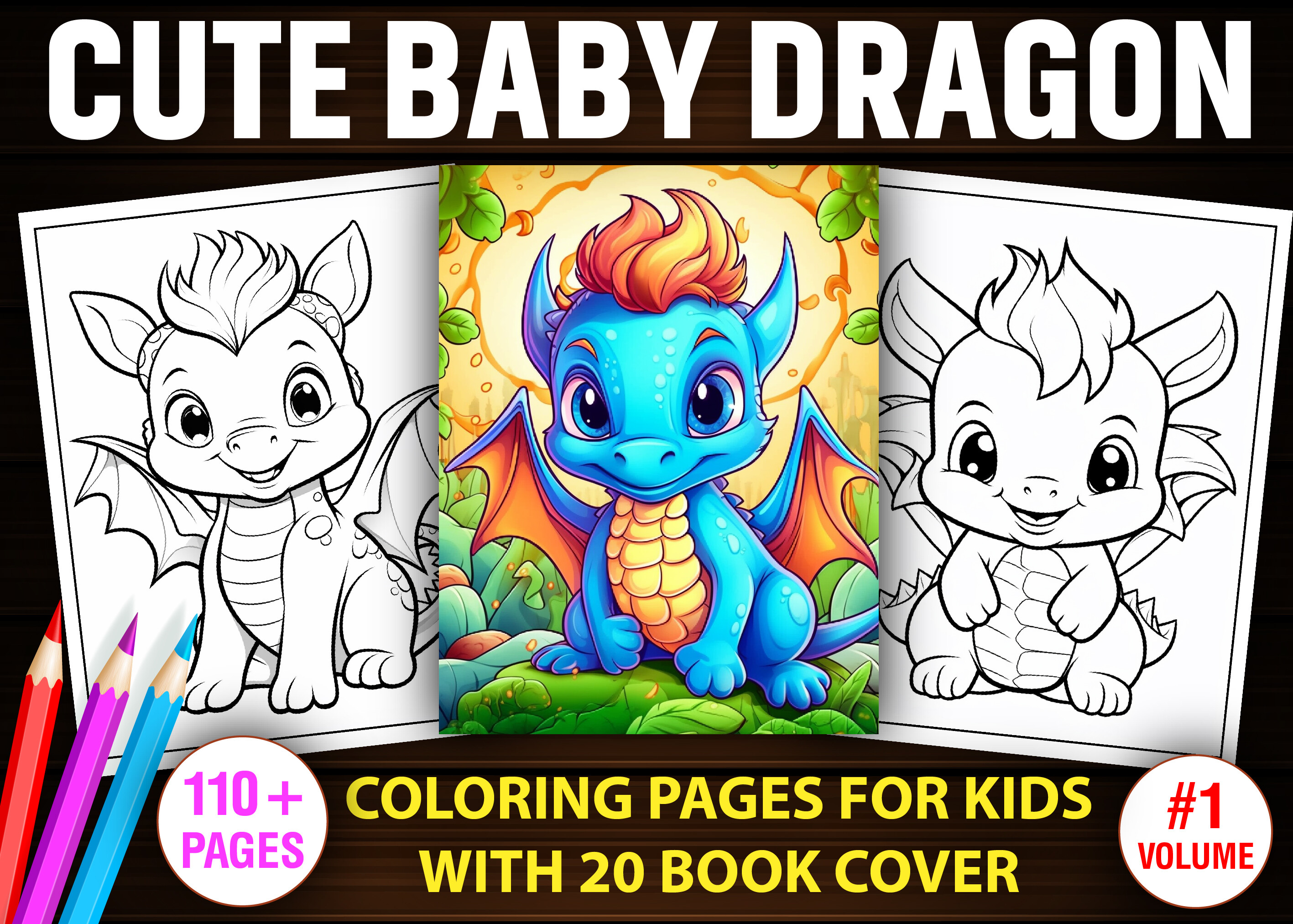 Cute Baby Dragon Coloring Book Pages-KDP