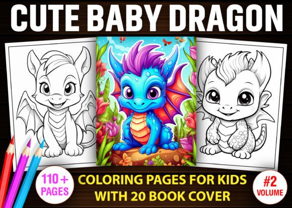 Cute Baby Dragon Coloring Book Pages-KDP