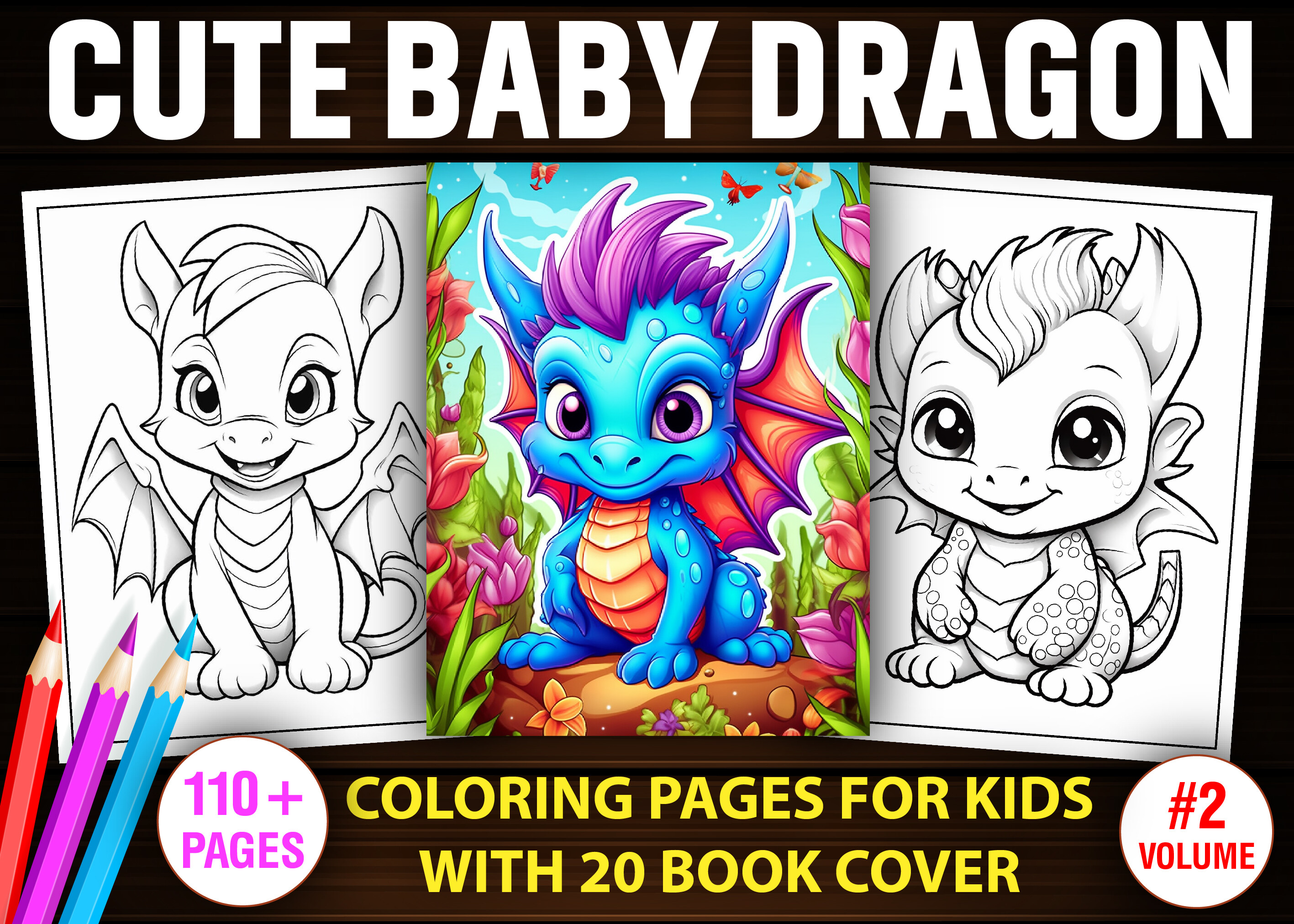 Cute Baby Dragon Coloring Book Pages-KDP