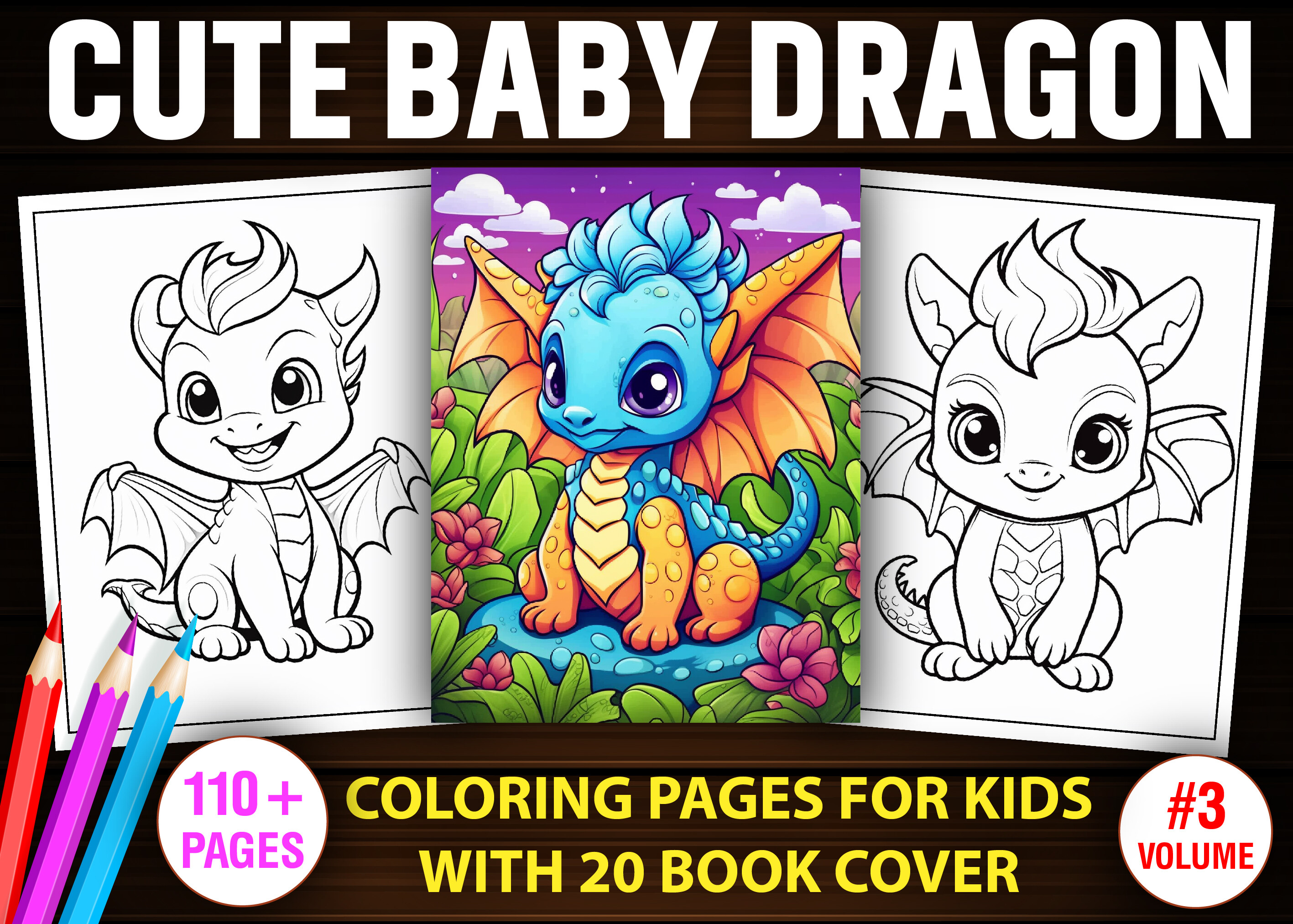 Cute Baby Dragon Coloring Book Pages-KDP