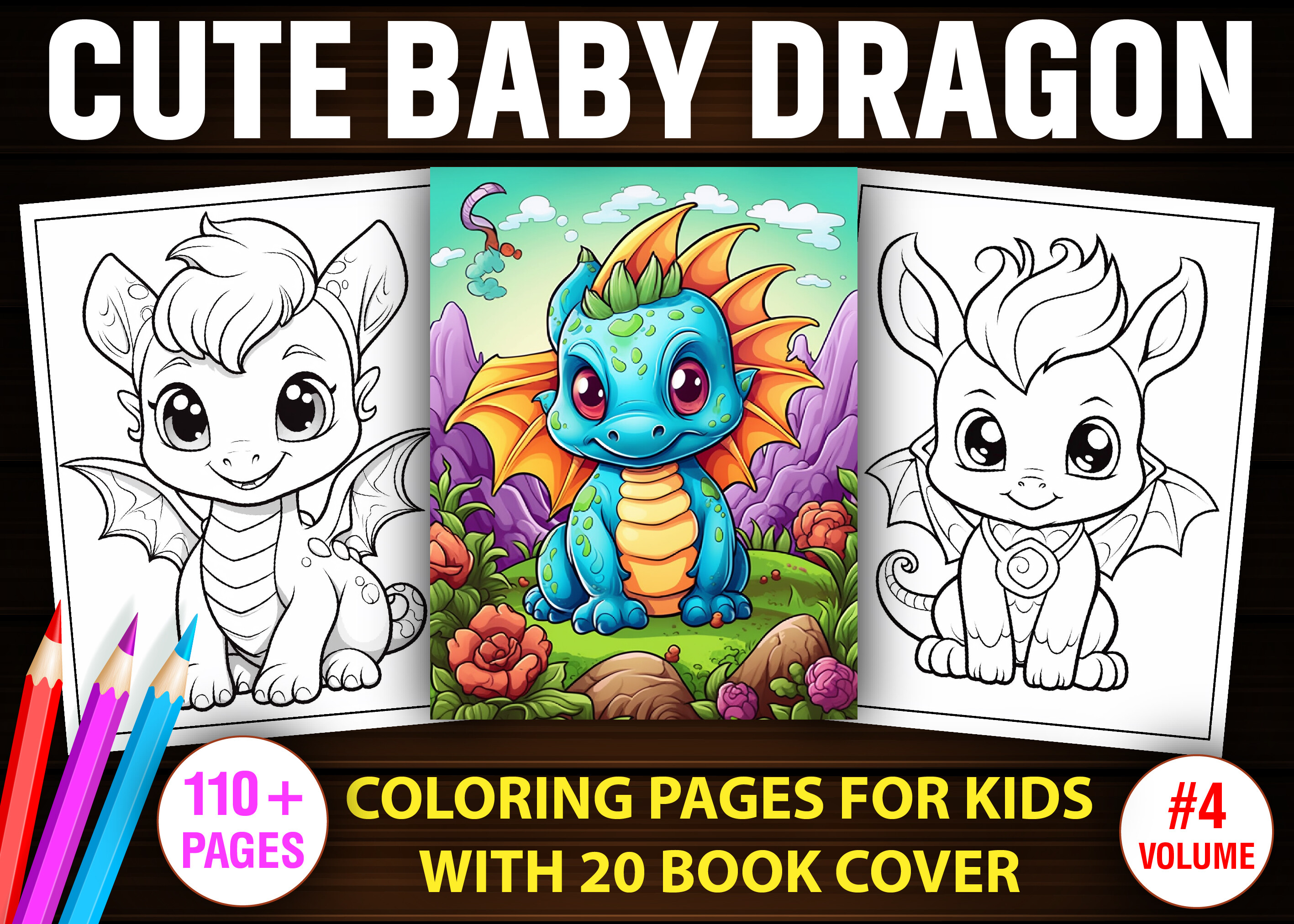 Cute Baby Dragon Coloring Book Pages-KDP