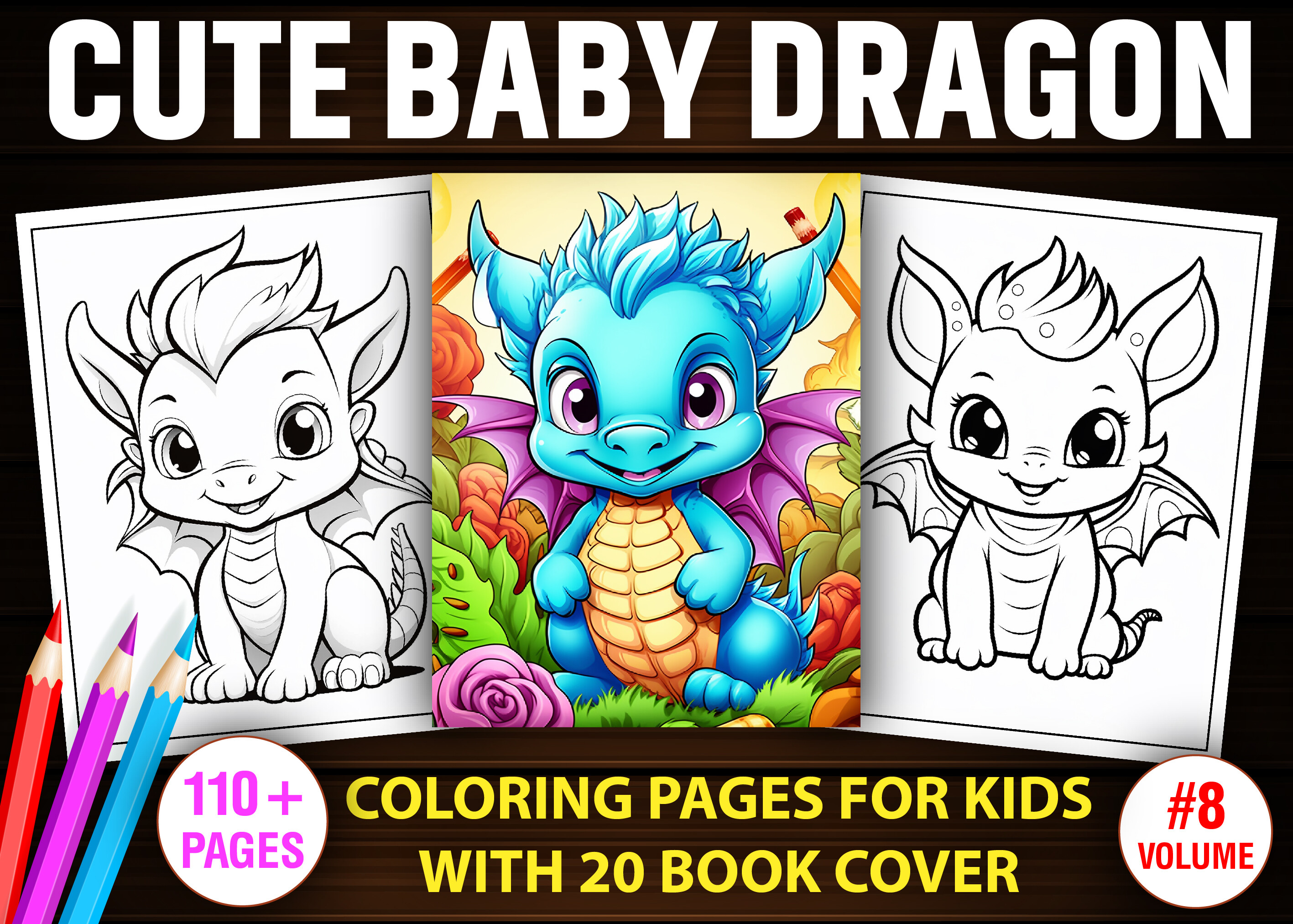 Cute Baby Dragon Coloring Book Pages-KDP