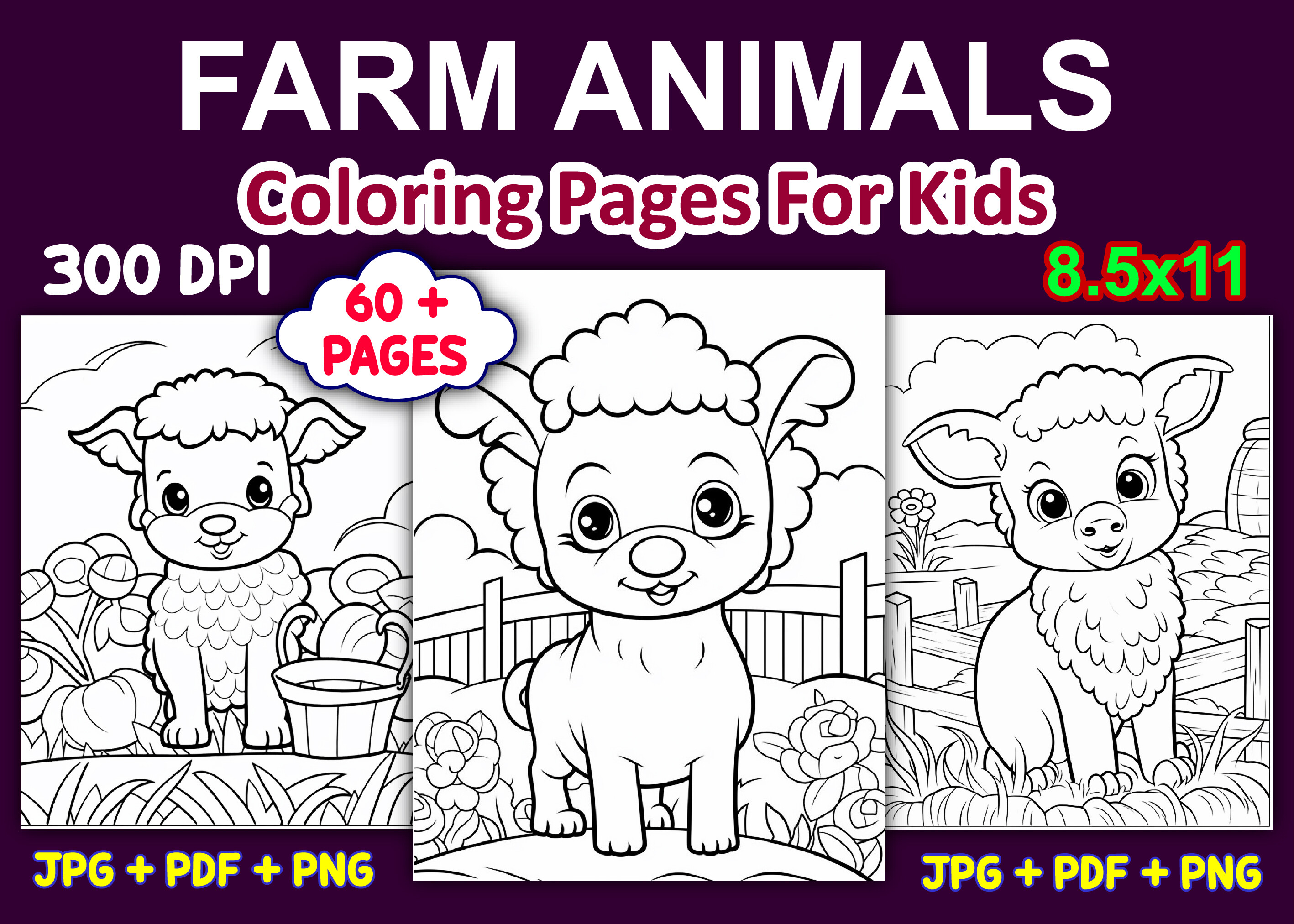 Cute Farm Animals Coloring Pages Kids
