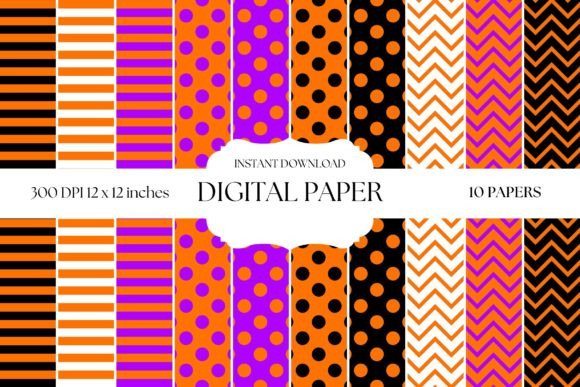Halloween Digital Paper Patterns Graphic Patterns By TheCreativeDrawerCo