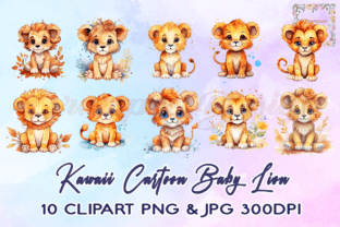 Kawaii Cartoon Baby Lion Clipart Graphic by Drumpee Design · Creative ...