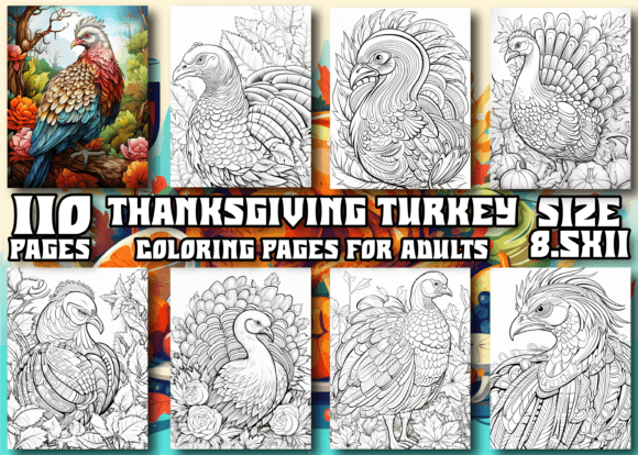 Thanksgiving Turkey Adult Coloring Pages