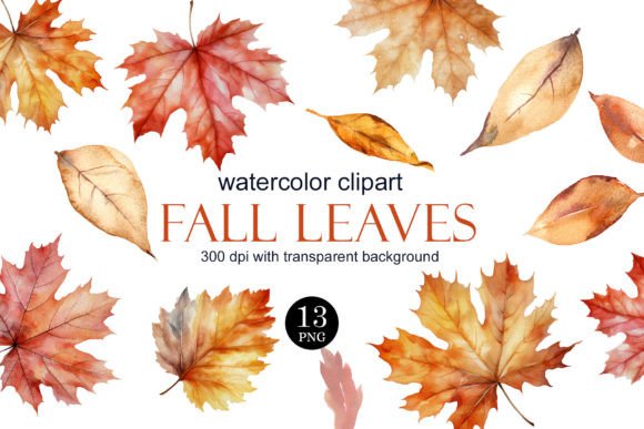 Watercolor Fall Leaves Clipart PNG