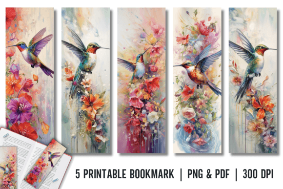 Watercolor Hummingbird Bookmark Printab