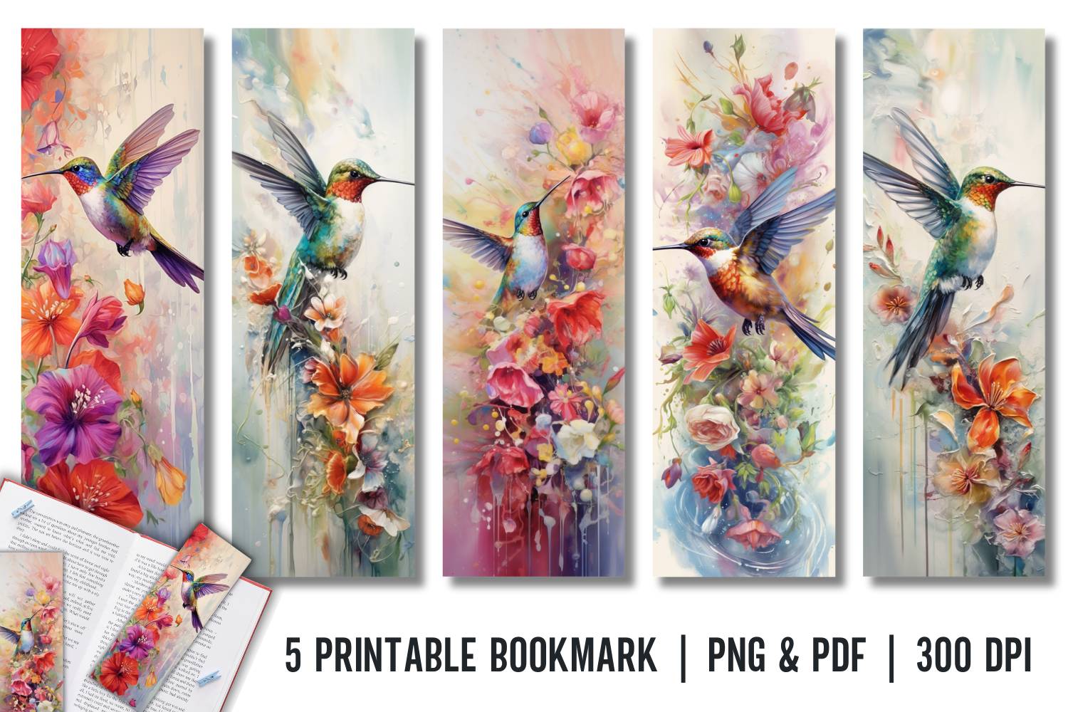 Watercolor Hummingbird Bookmark Printab
