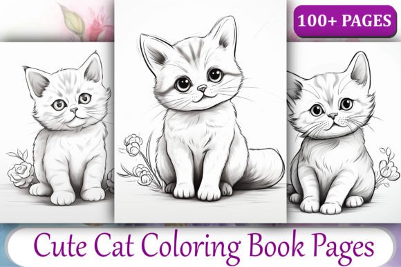 100+Cute Cat Coloring Book Page for Kids