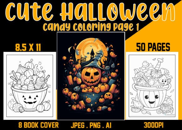 Cute Halloween Candy Coloring Page 1