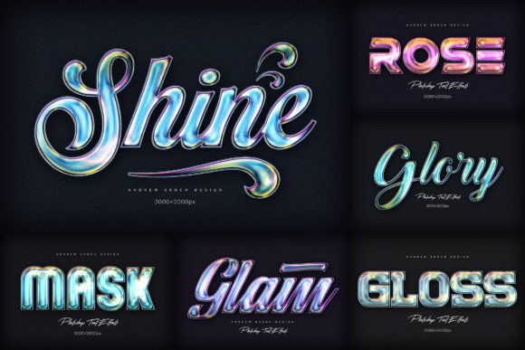 Holographic Text Effects Gráfico Estilos de Capa Por Sko4