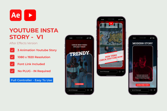 Youtube Insta Stories V1 | After Effects Graphic by gatamotion ...