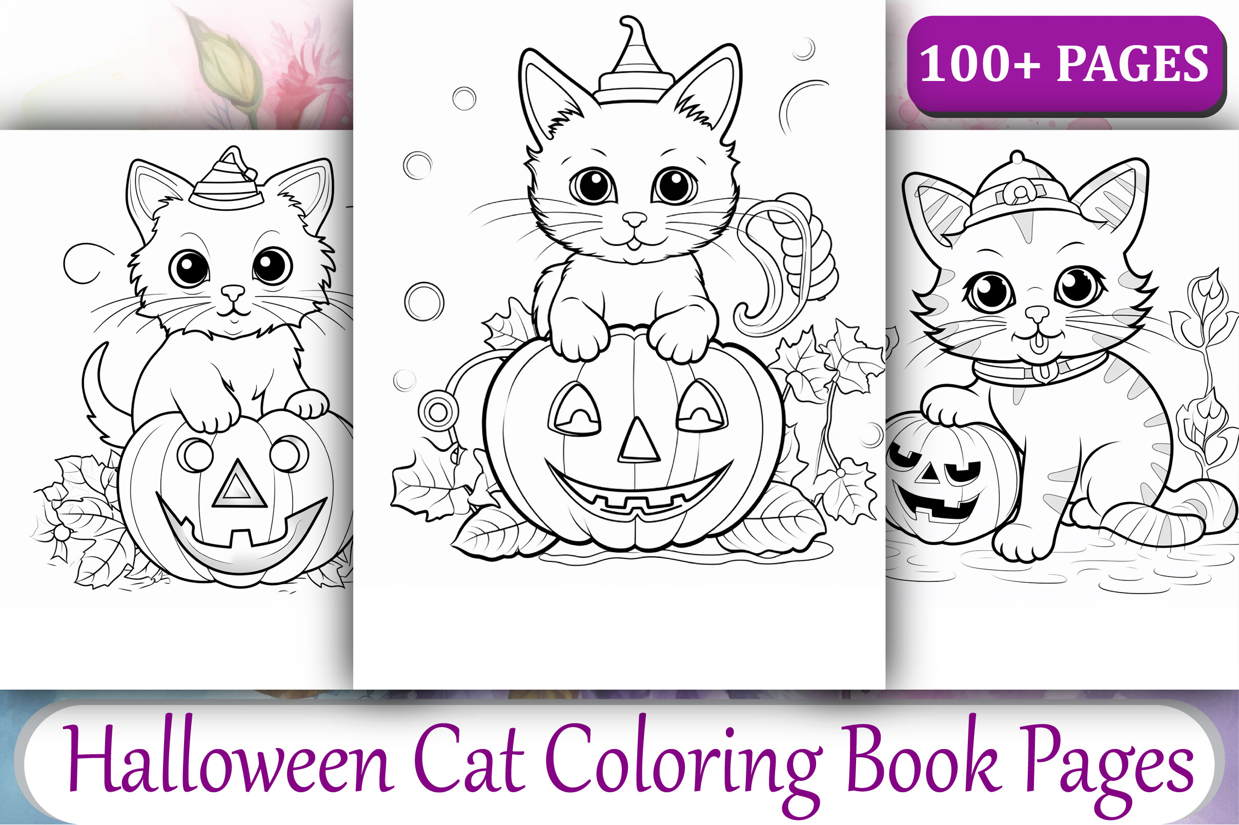 100+ Halloween Cat Coloring Book Pages