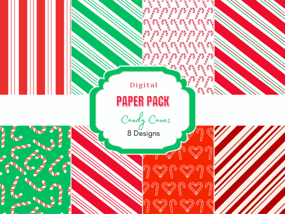 Candy Cane Peppermint Digital Paper