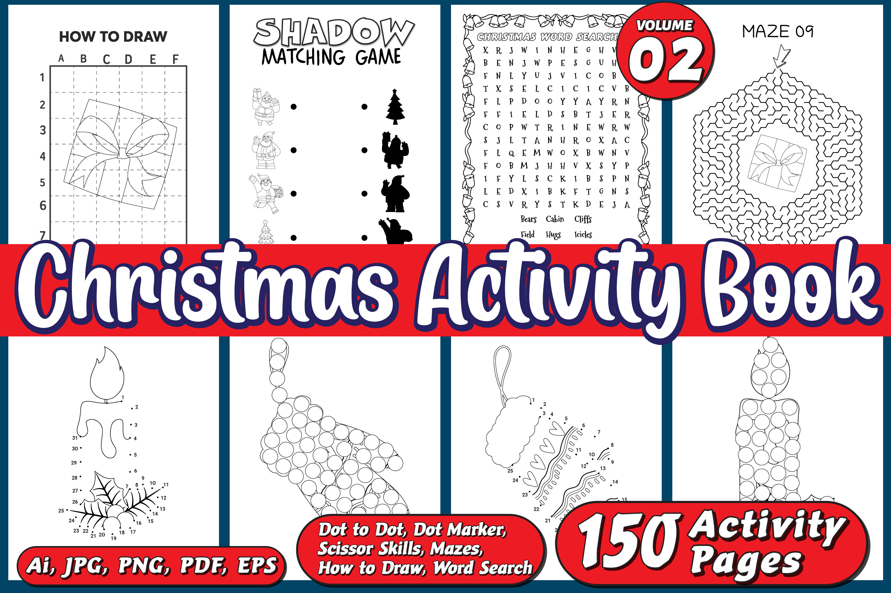 Christmas Activity Book for Kids Vol - 2