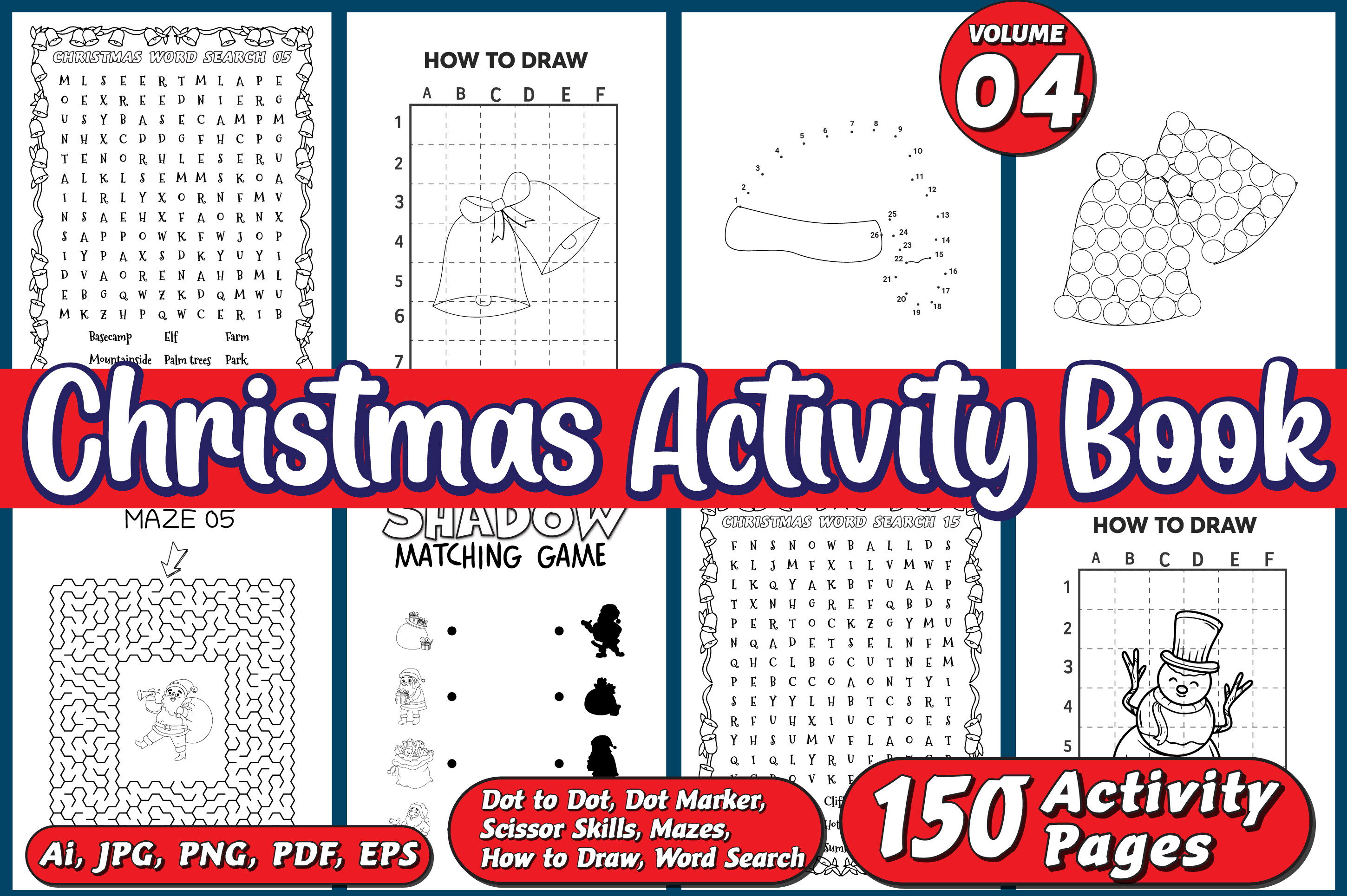 Christmas Activity Book for Kids Vol - 4