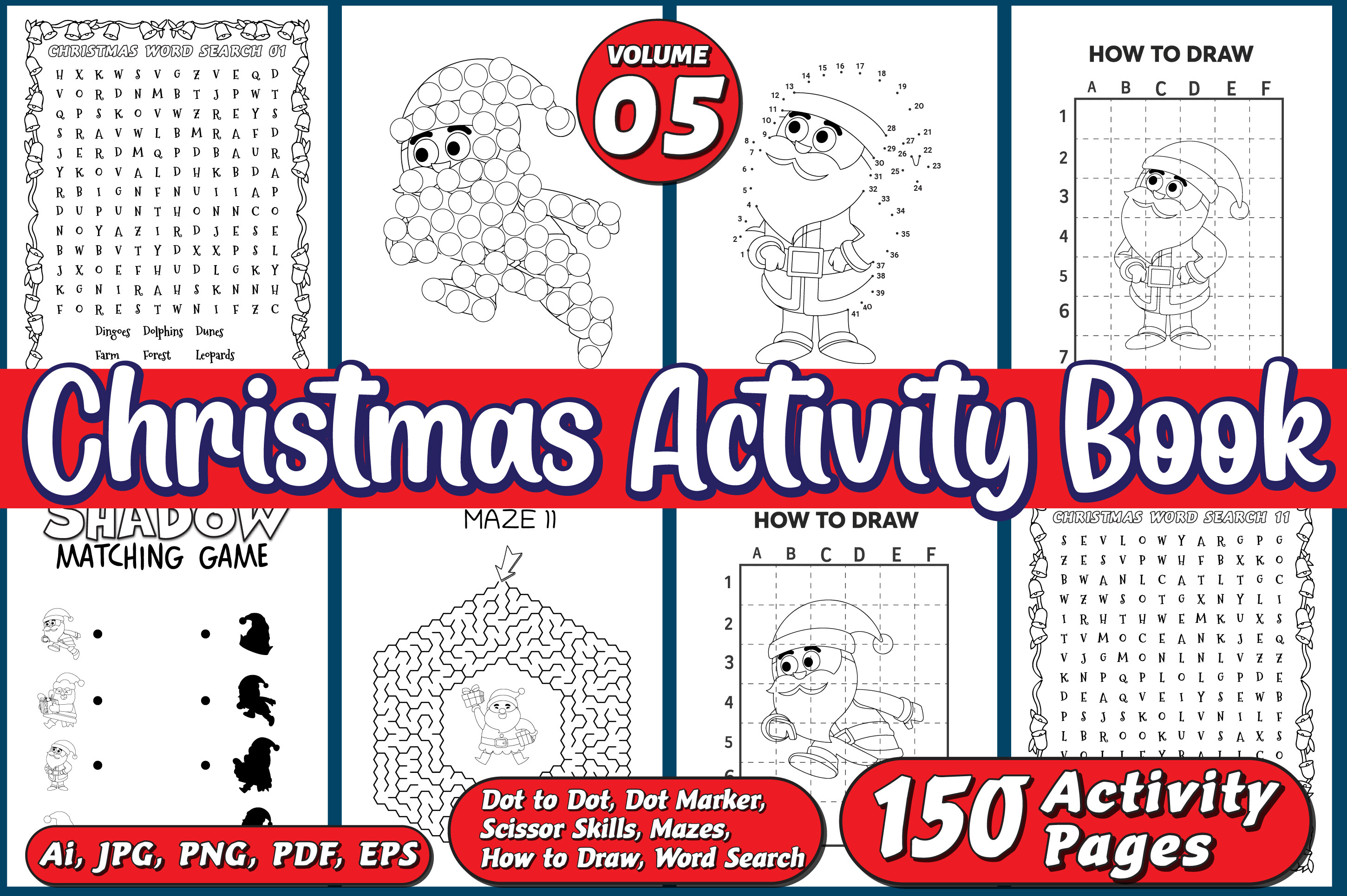 Christmas Activity Book for Kids Vol - 5