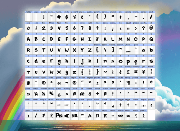 Cloudglyphic Font PNG with transparent background - Preview 4