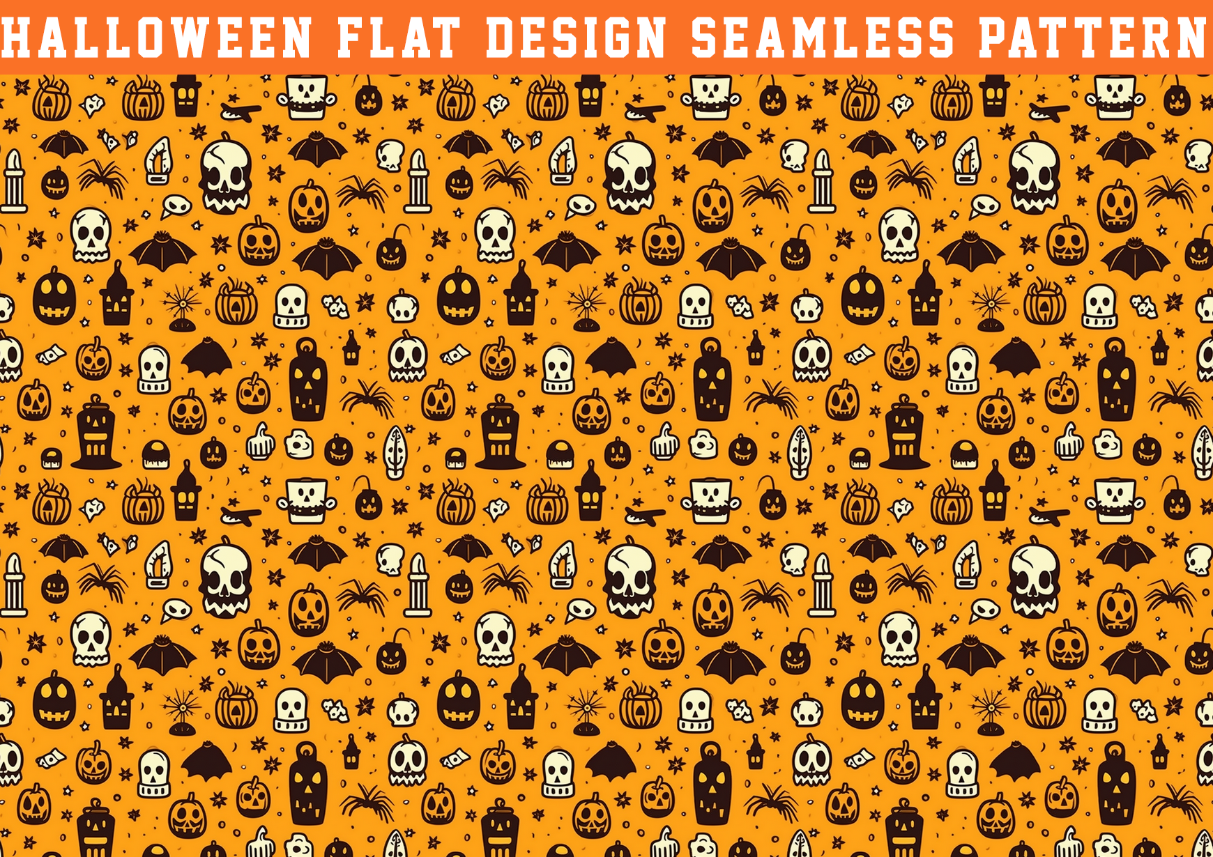Cute Halloween Flat Seamless Pattern Graphic by seasonal · Creative Fabrica