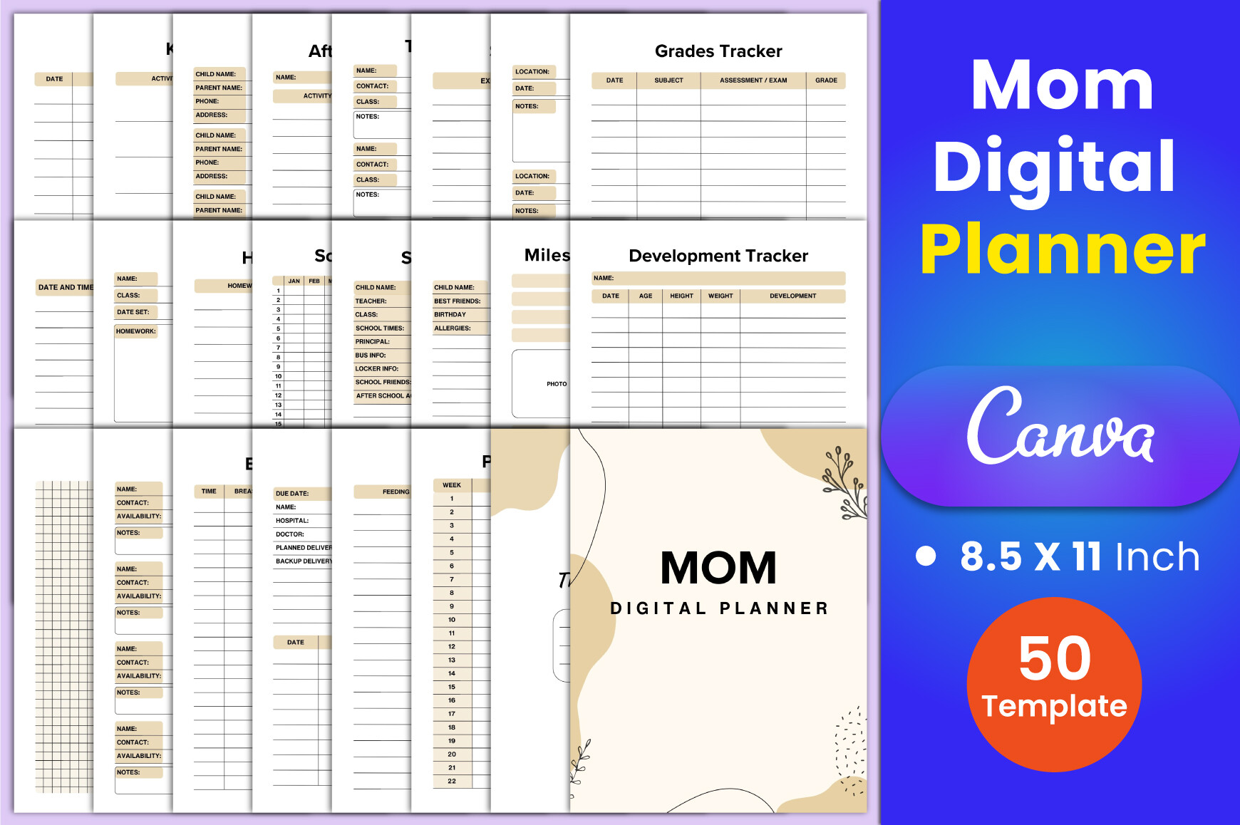 Mom Digital Planner Canva Interior Graphic by munjixpro · Creative Fabrica