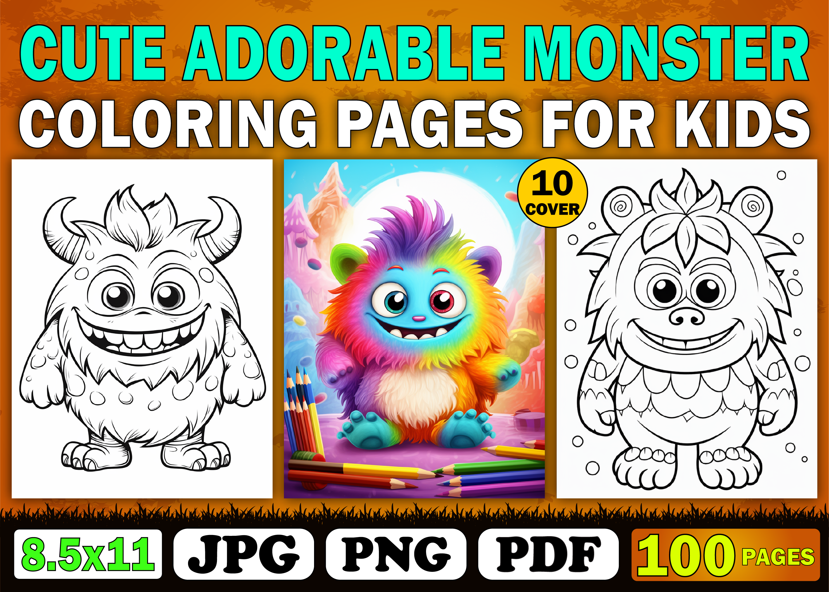 100 Cute Adorable Monster Coloring Pages