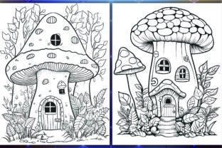 120 Mushroom Houses Coloring Pages Adult Graphic by (US) Design Studio ...
