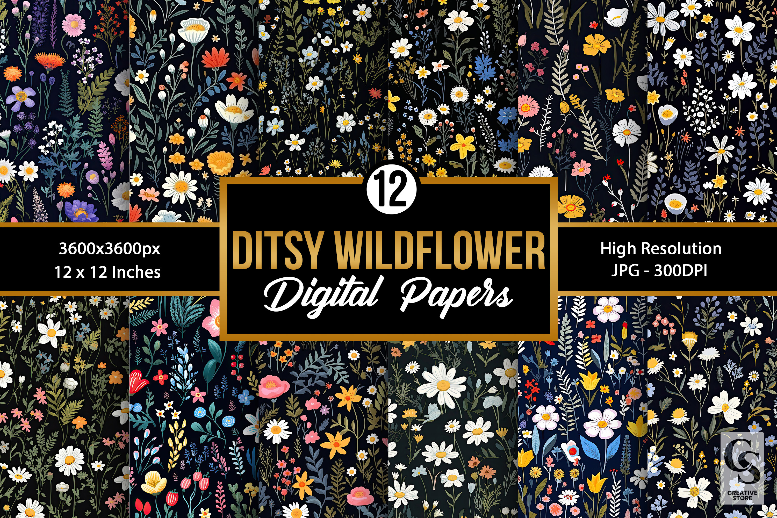 Ditsy Wildflowers Pattern Digital Papers Graphic by Creative Store ...