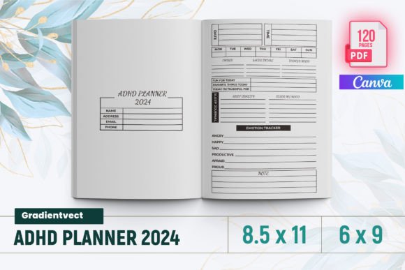 (KDP) ADHD Planner 2024 Canva