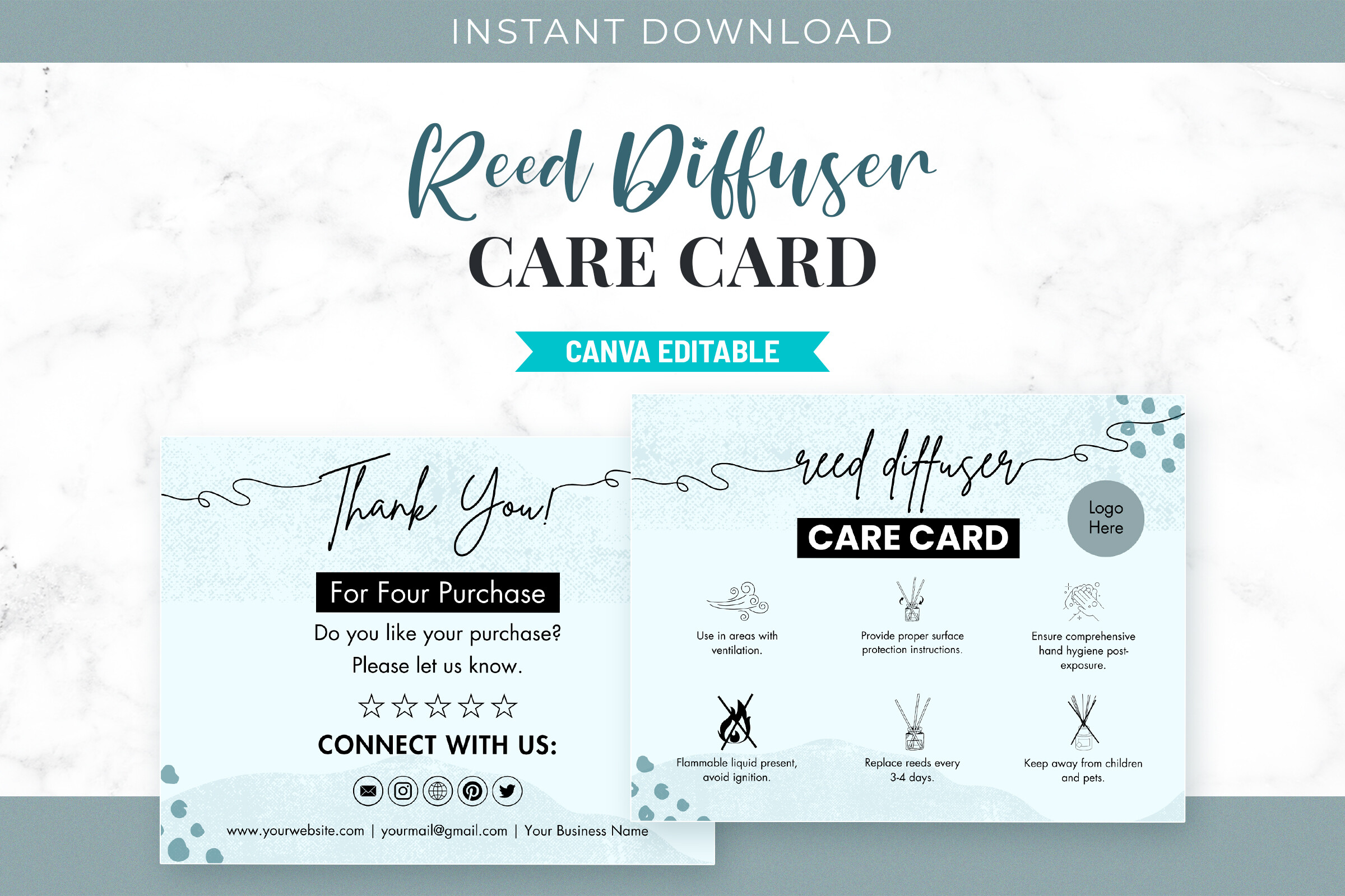 Reed Diffuser Care Card Canva Design