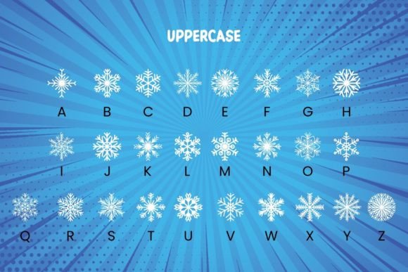 Simple Snowflake Font PNG with transparent background - Preview 1