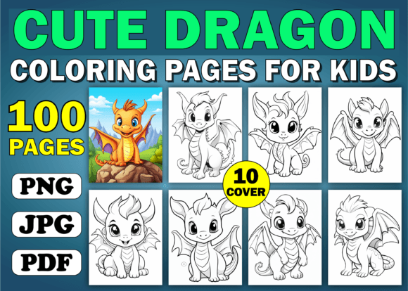 100 Cute Dragon Coloring Pages for Kids