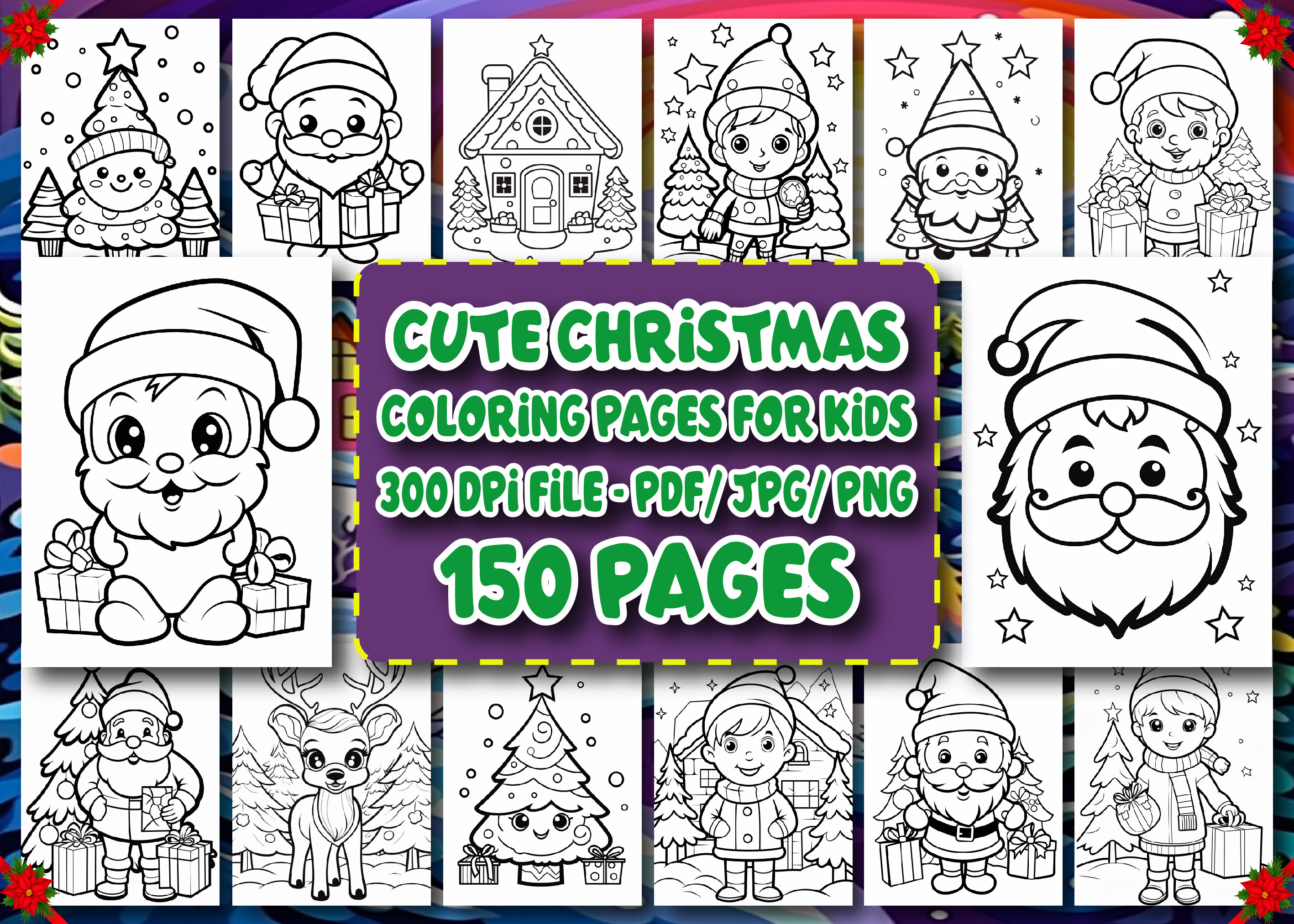 150 Cute Christmas Coloring Pages