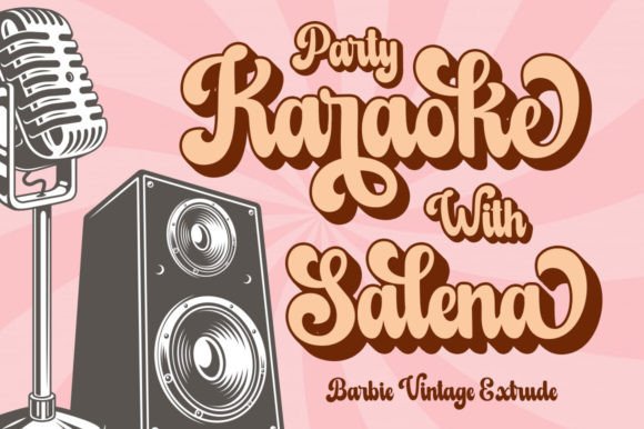 Barbie Vintage Extrude Font PNG with transparent background - Preview 1
