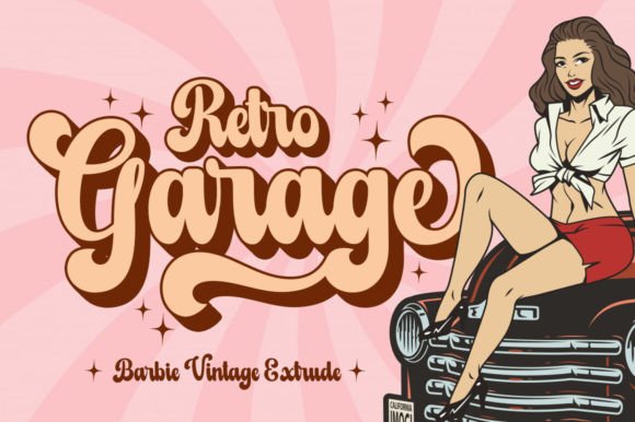 Barbie Vintage Extrude Font PNG with transparent background - Preview 2