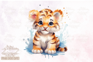 Chibi Happy Tiger Watercolor Clipart Graphic by Diceenid · Creative Fabrica