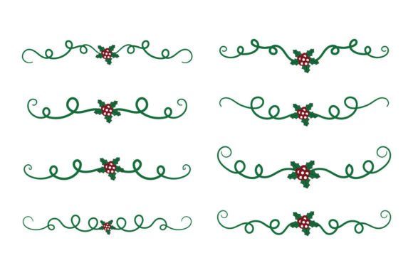 Christmas Flourish Swirl Holly Ornaments