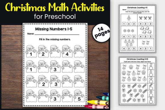Christmas Math Worksheets for PreK and K