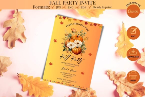 Fall Party Invitation Template Graphics