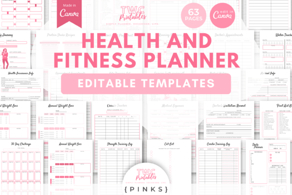 Health & Fitness Planner Canva Templates
