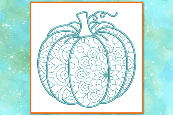 Mandala Pumpkin Redwork-D