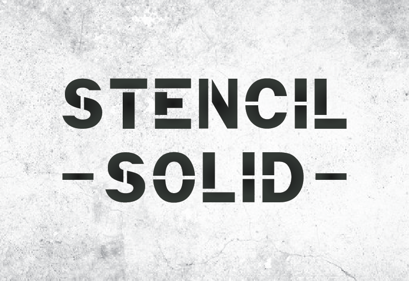 Stencil Solid font preview — bold chiseled stencil font for attention-grabbing laser cut projects