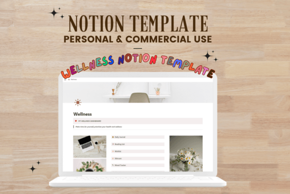 Wellness Notion Dashboard, PLR Templates