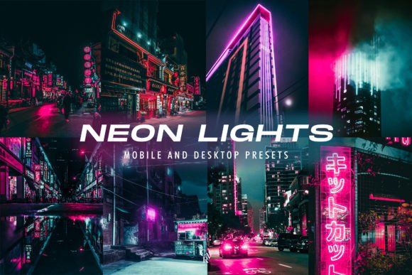 10 Neon Lights Lightroom Presets Graphic Actions & Presets By CVRPresets
