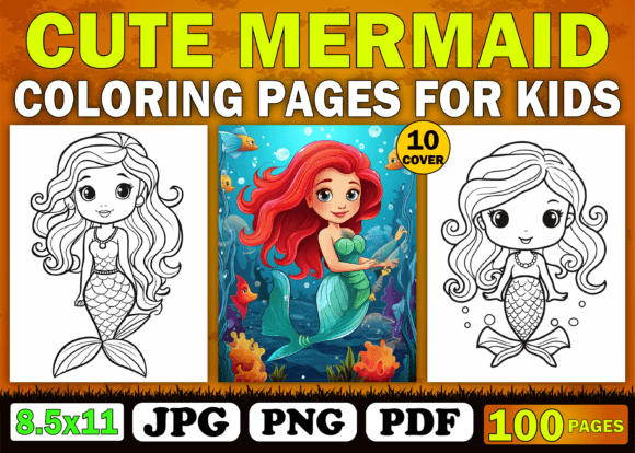 100 Cute Mermaid Coloring Pages for Kids