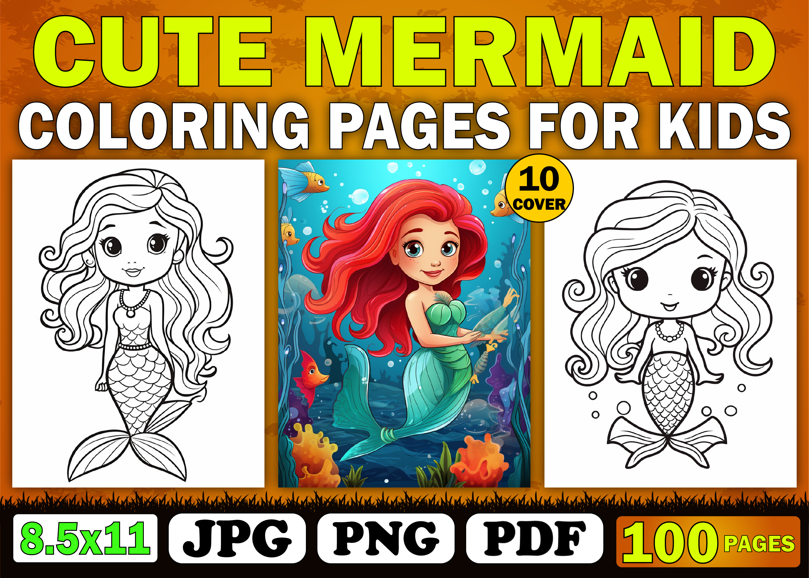 100 Cute Mermaid Coloring Pages for Kids