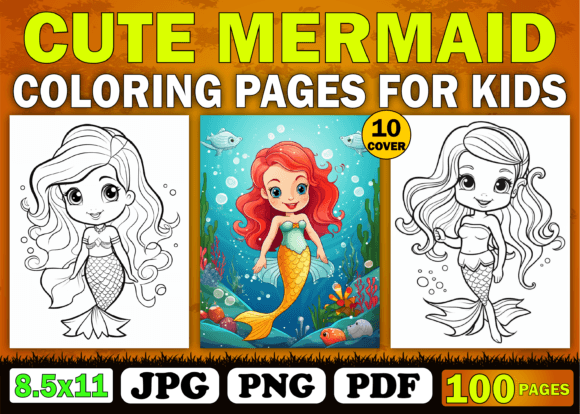 100 Cute Mermaid Coloring Pages for Kids