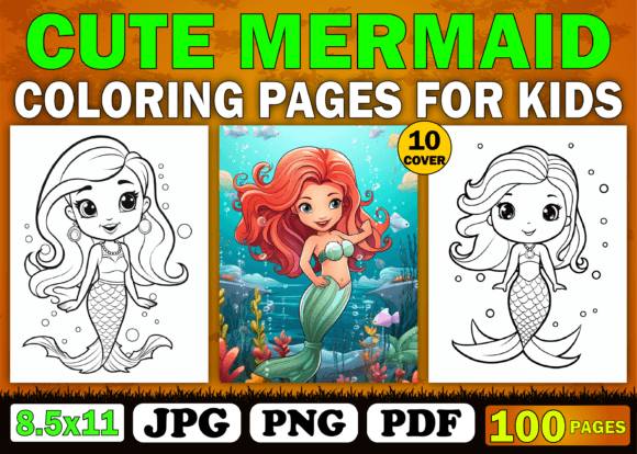 100 Cute Mermaid Coloring Pages for Kids