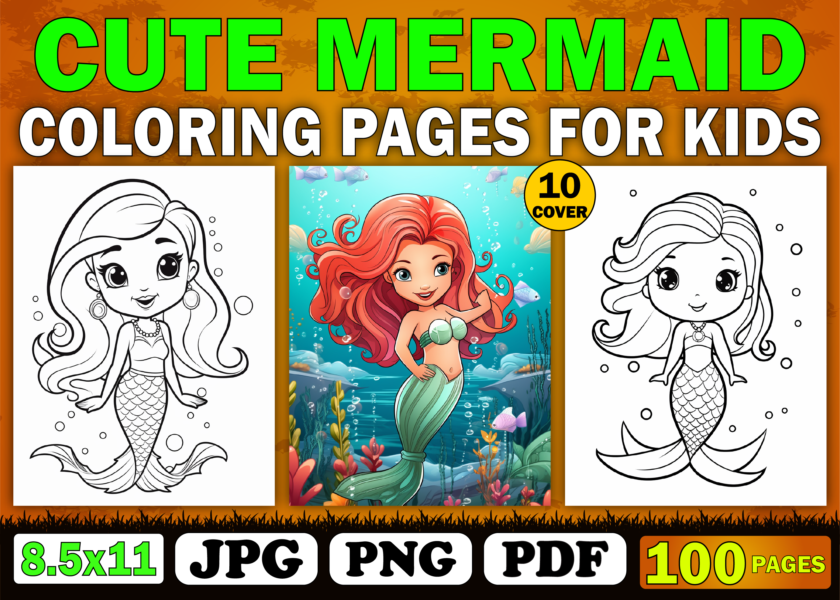 100 Cute Mermaid Coloring Pages for Kids